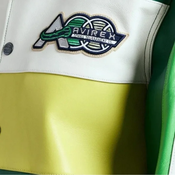 Avirex Green, White, and Yellow Bomber Jacket - Picture 6 of 6